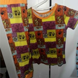 BAMBOO Kids Patchwork Pajama Set - Orange and Yellow